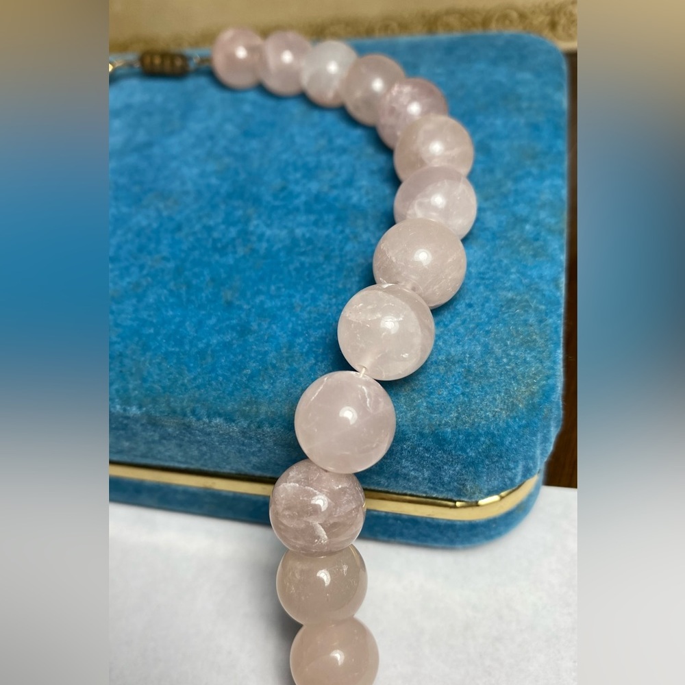 Rose Quartz bead estate necklace. 332.6 g 1970’s vintage. HEAVY!! - Picture 2 of 7